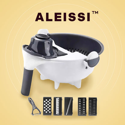 ALEISSI™ | Rallador, Picador, Colador Multiusos Giratorio para Frutas y Verduras